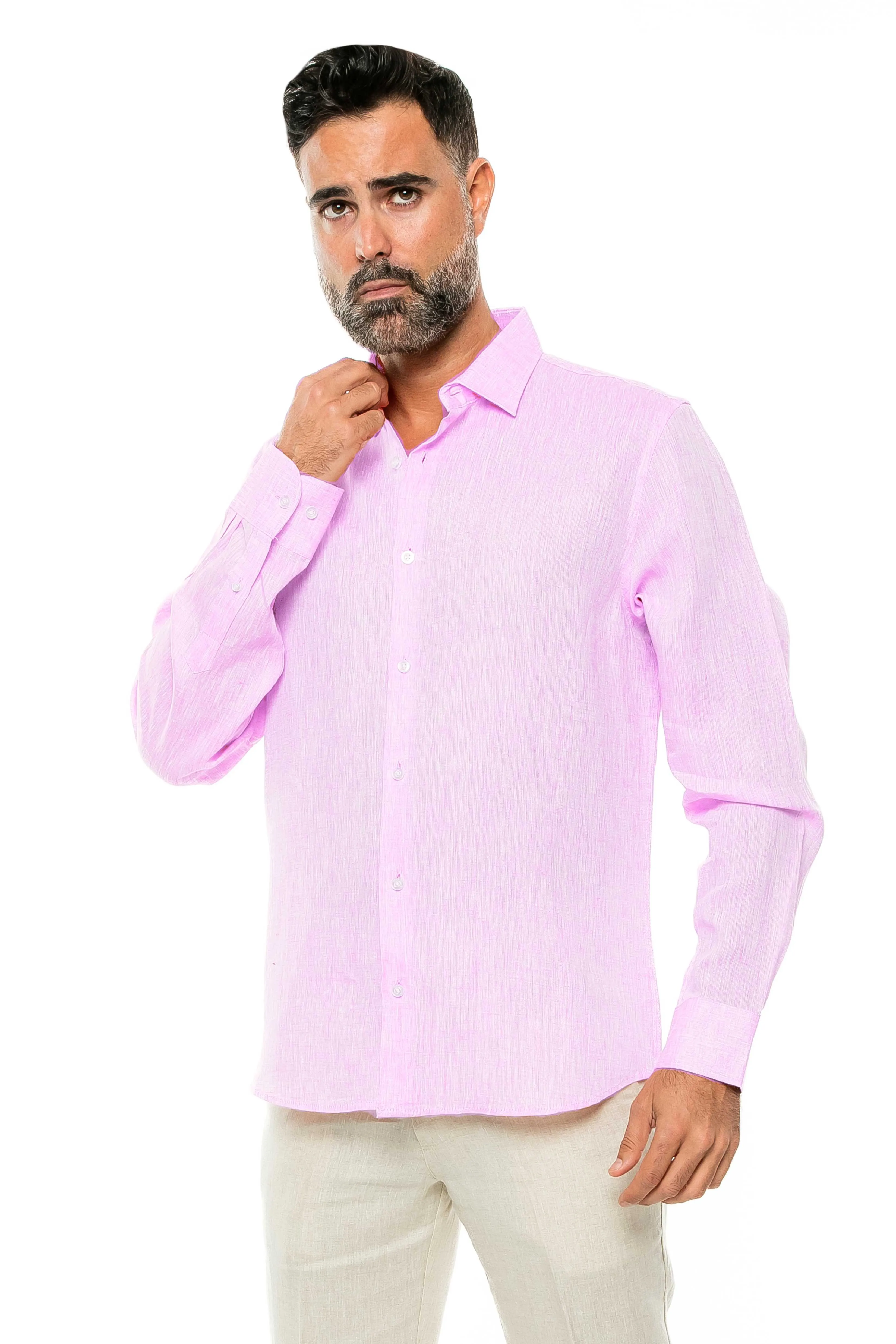 100% Linen Yarn Dyed Classic Casual Resort Style Shirt