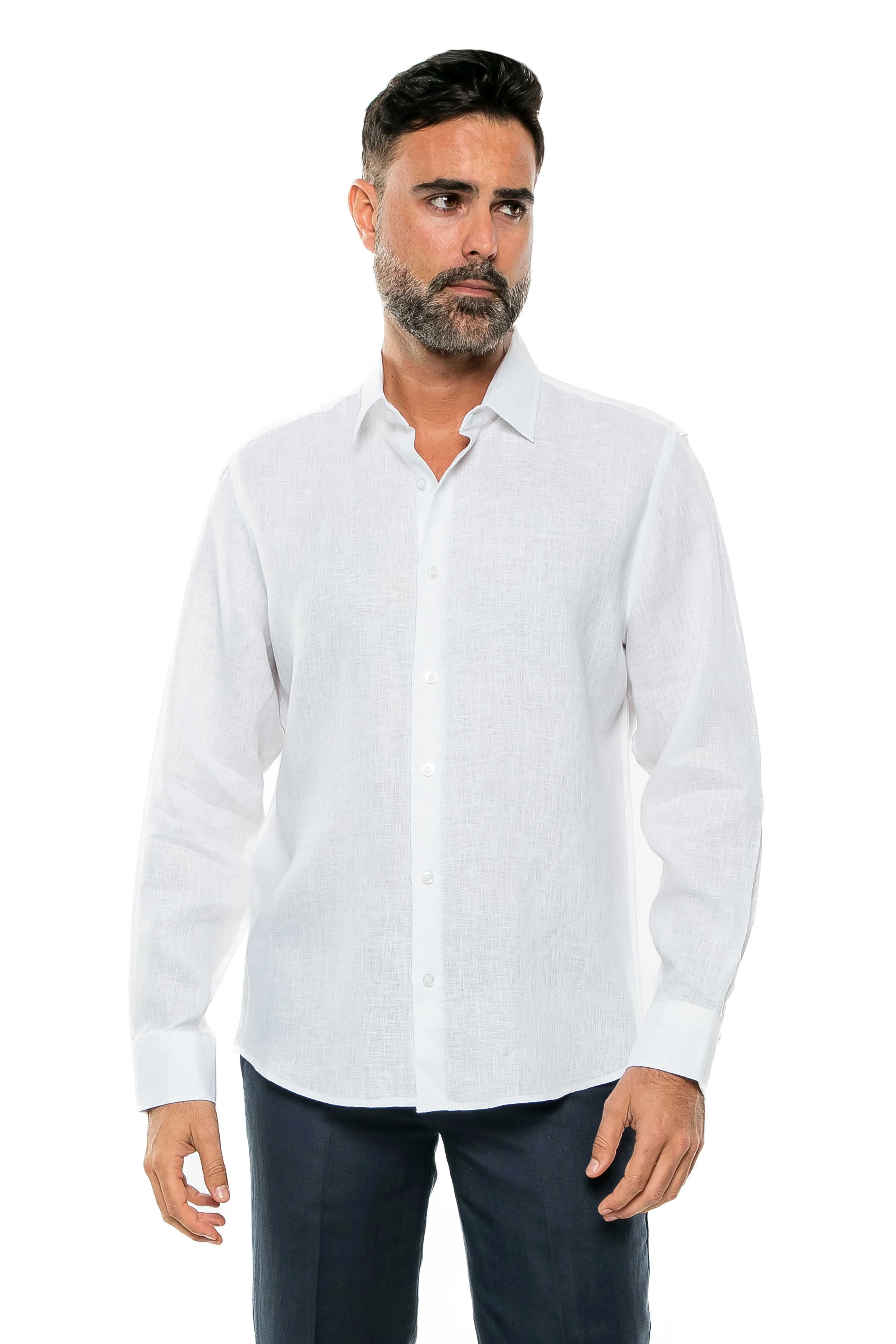 100% Linen Yarn Dyed Classic Casual Resort Style Shirt