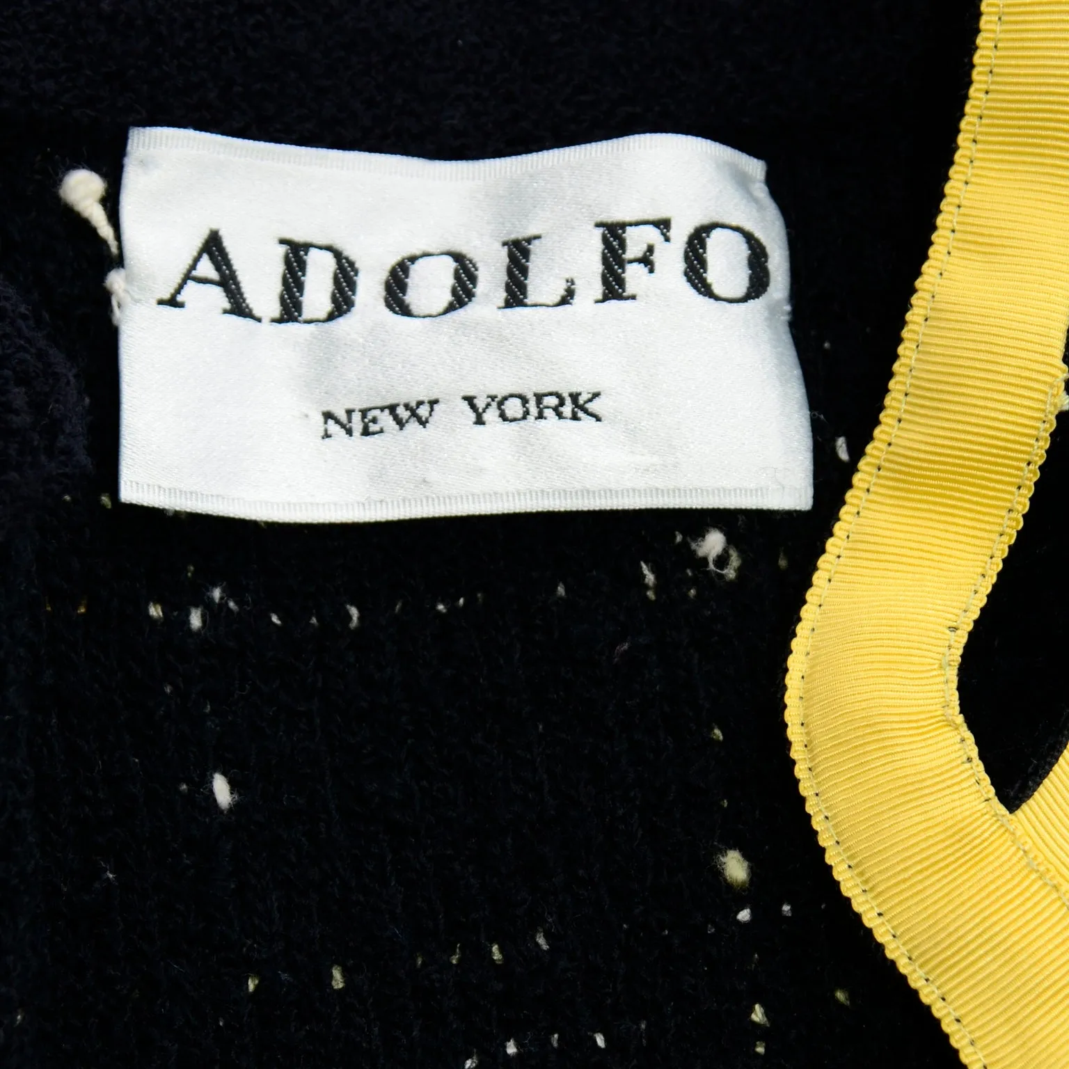 1970s Adolfo Yellow & Black Wool Boucle Skirt & Jacket Suit