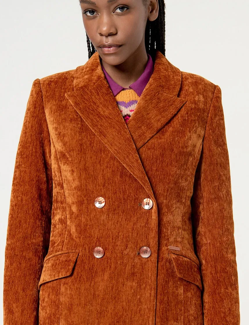 564RITE421 Long Rust Cordoroy Coat