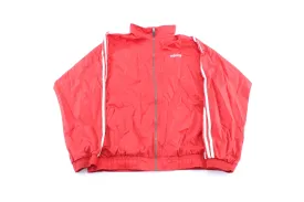 90's Adidas Embroidered Logo Red & White Striped Zip Up Jacket