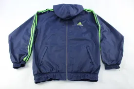 Adidas Embroidered Logo Navy Blue & Green Striped Jacket