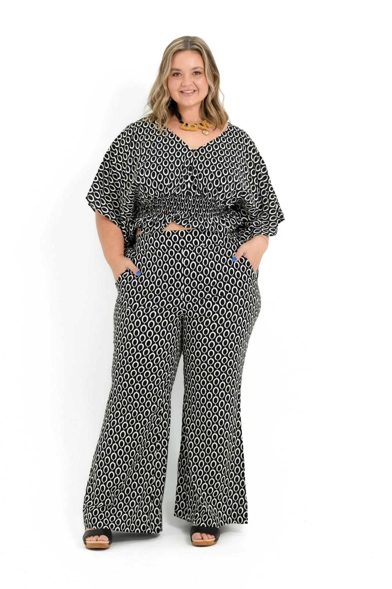 'ADORE' Palazzo Pant - Oval Print