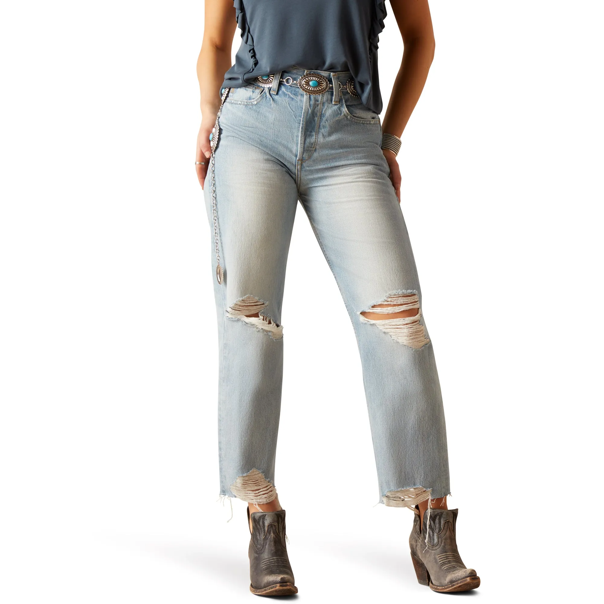 Ariat Ladies Ultra High Rise Tomboy Straight Mykonos Jeans 10045187