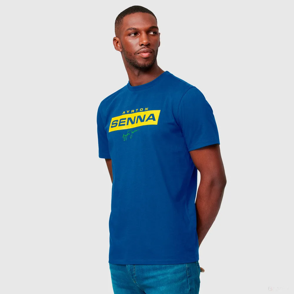 Ayrton Senna T-shirt, Logo, Blue, 2021