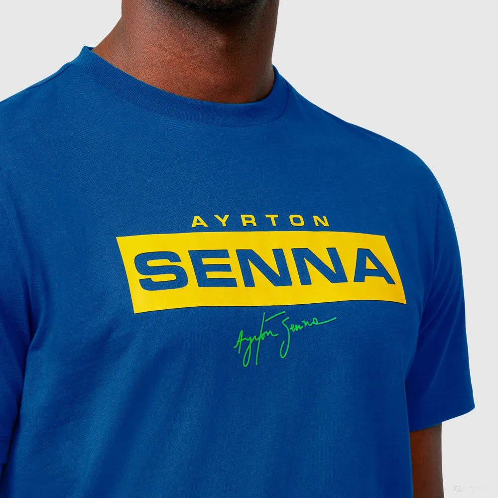 Ayrton Senna T-shirt, Logo, Blue, 2021