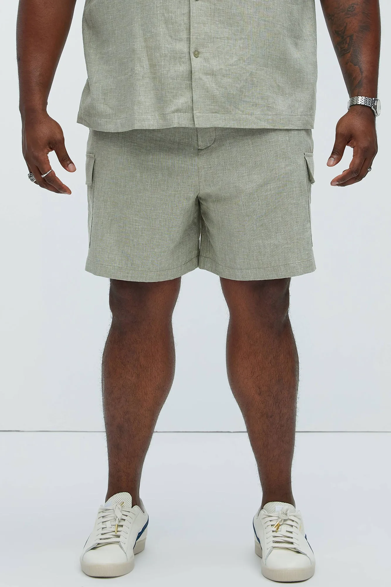 Bahamas Linen Cargo Shorts - Green