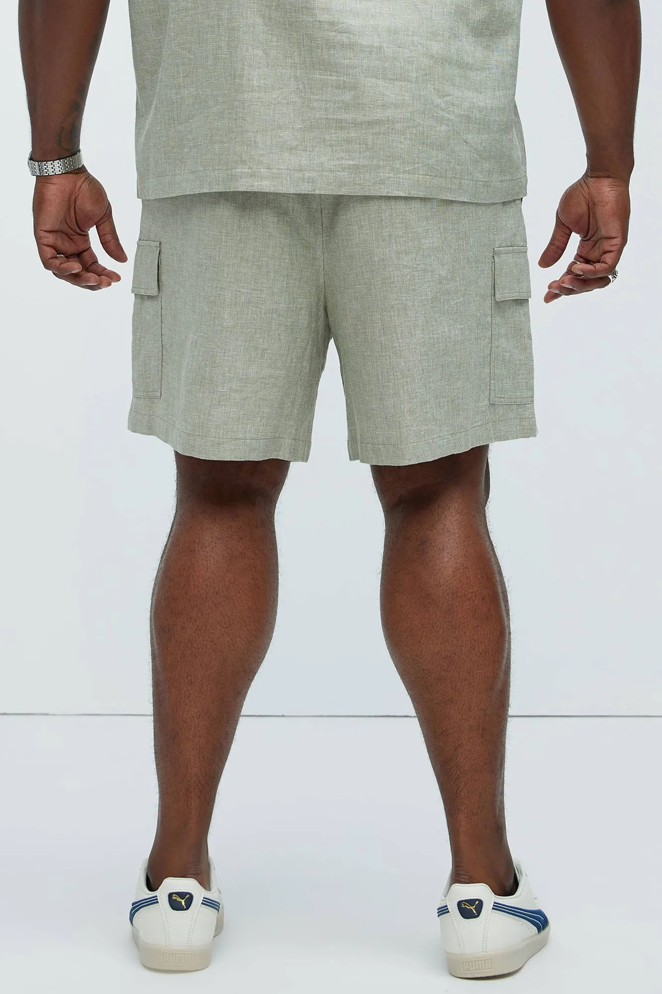 Bahamas Linen Cargo Shorts - Green