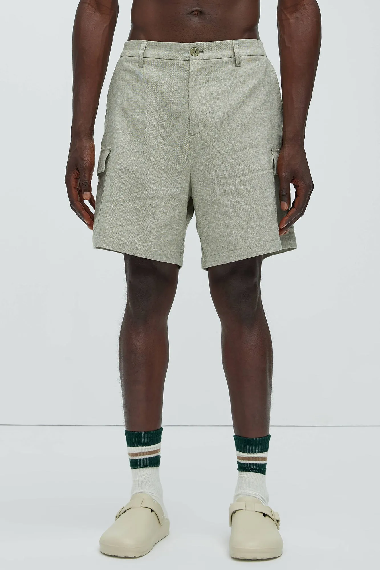 Bahamas Linen Cargo Shorts - Green