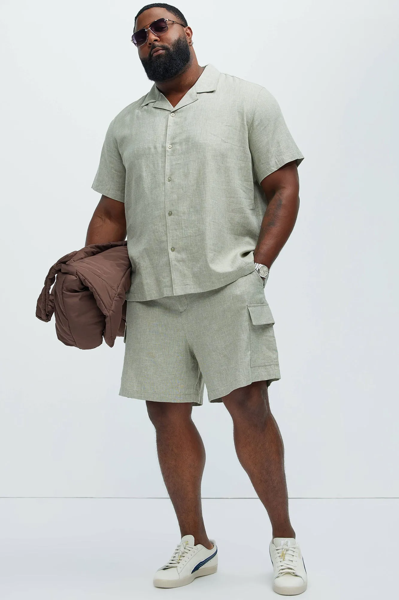 Bahamas Linen Cargo Shorts - Green