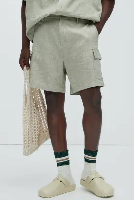 Bahamas Linen Cargo Shorts - Green