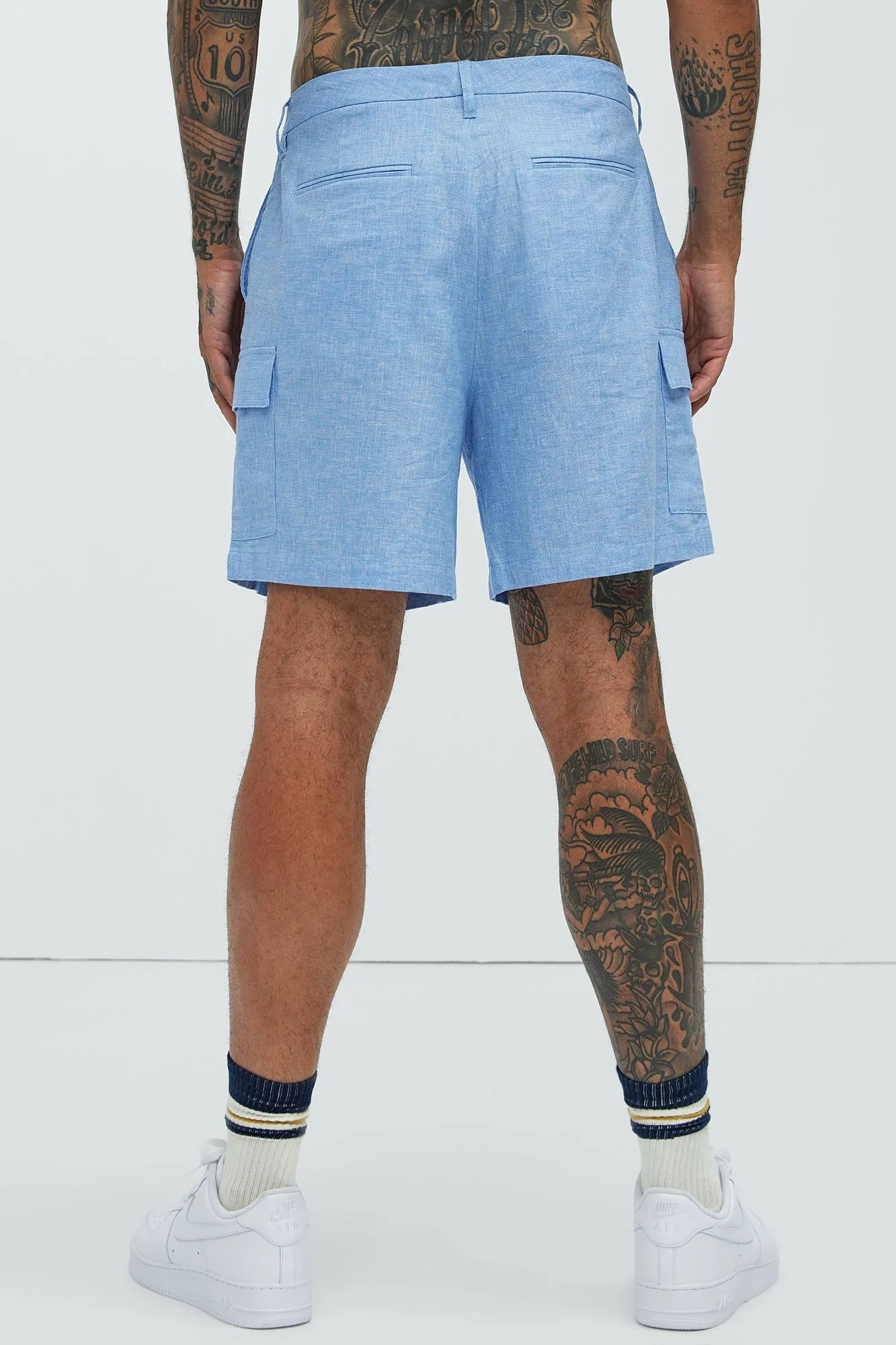 Bahamas Linen Cargo Shorts - Ice Blue