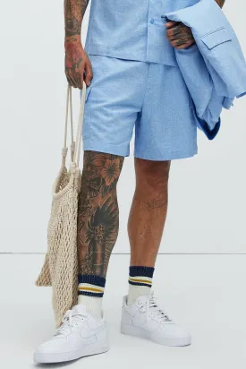 Bahamas Linen Cargo Shorts - Ice Blue