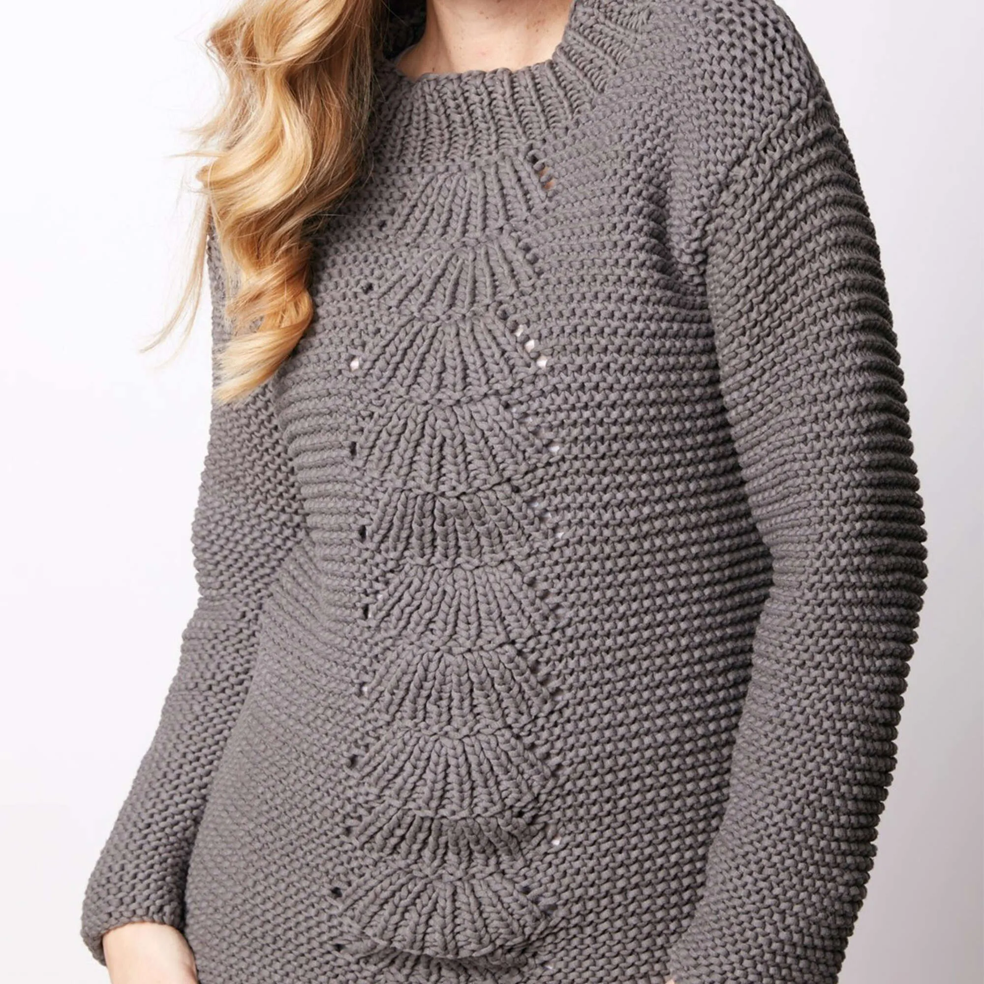 Bernat Center Fan Knit Pullover