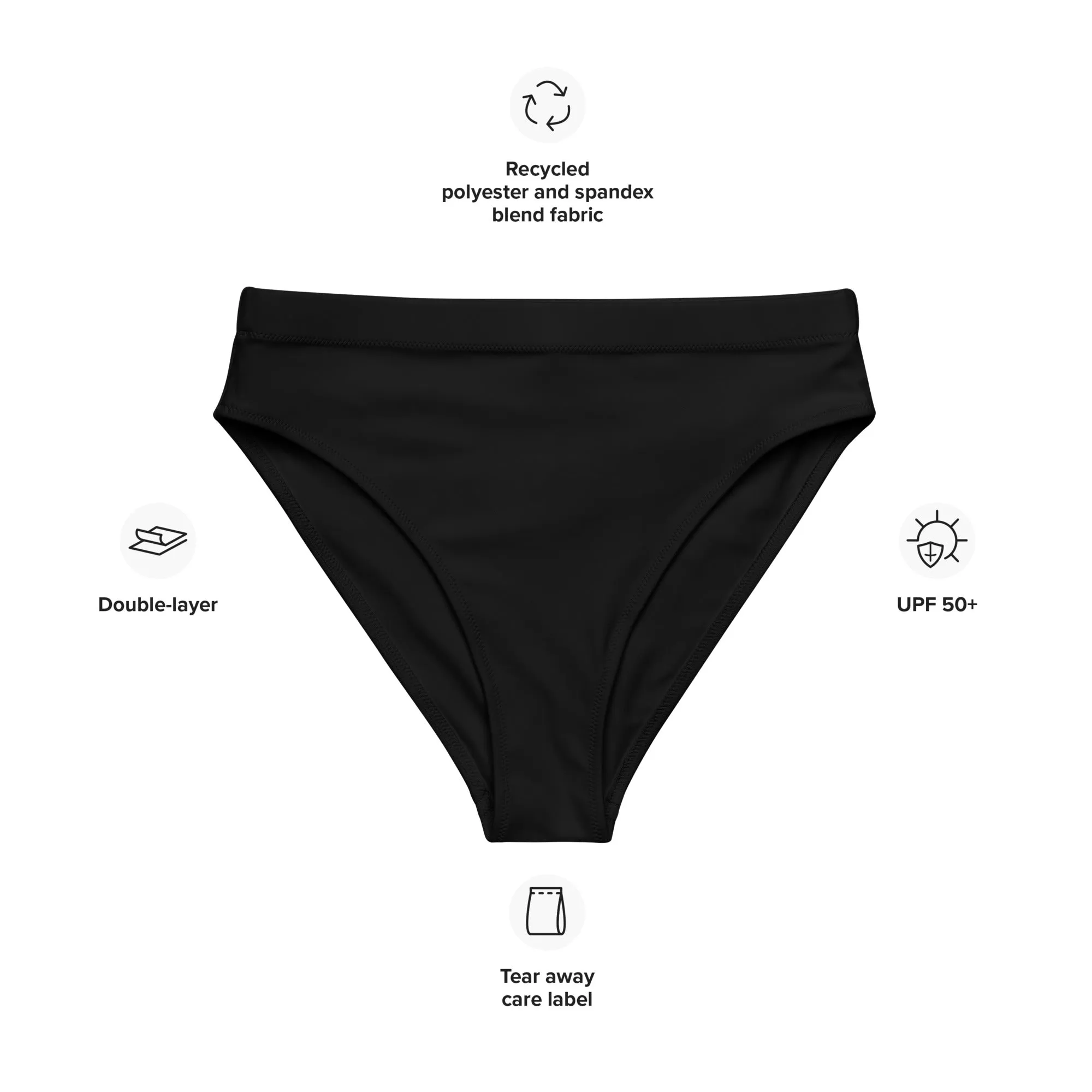 Black High Waisted Bikini Swimsuit Bottom