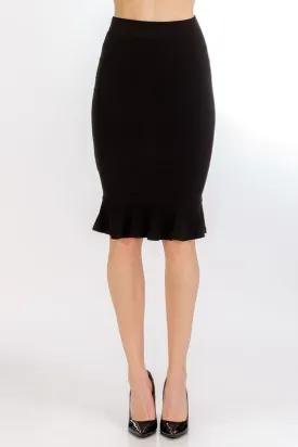 Black Ruffle Pencil Skirt