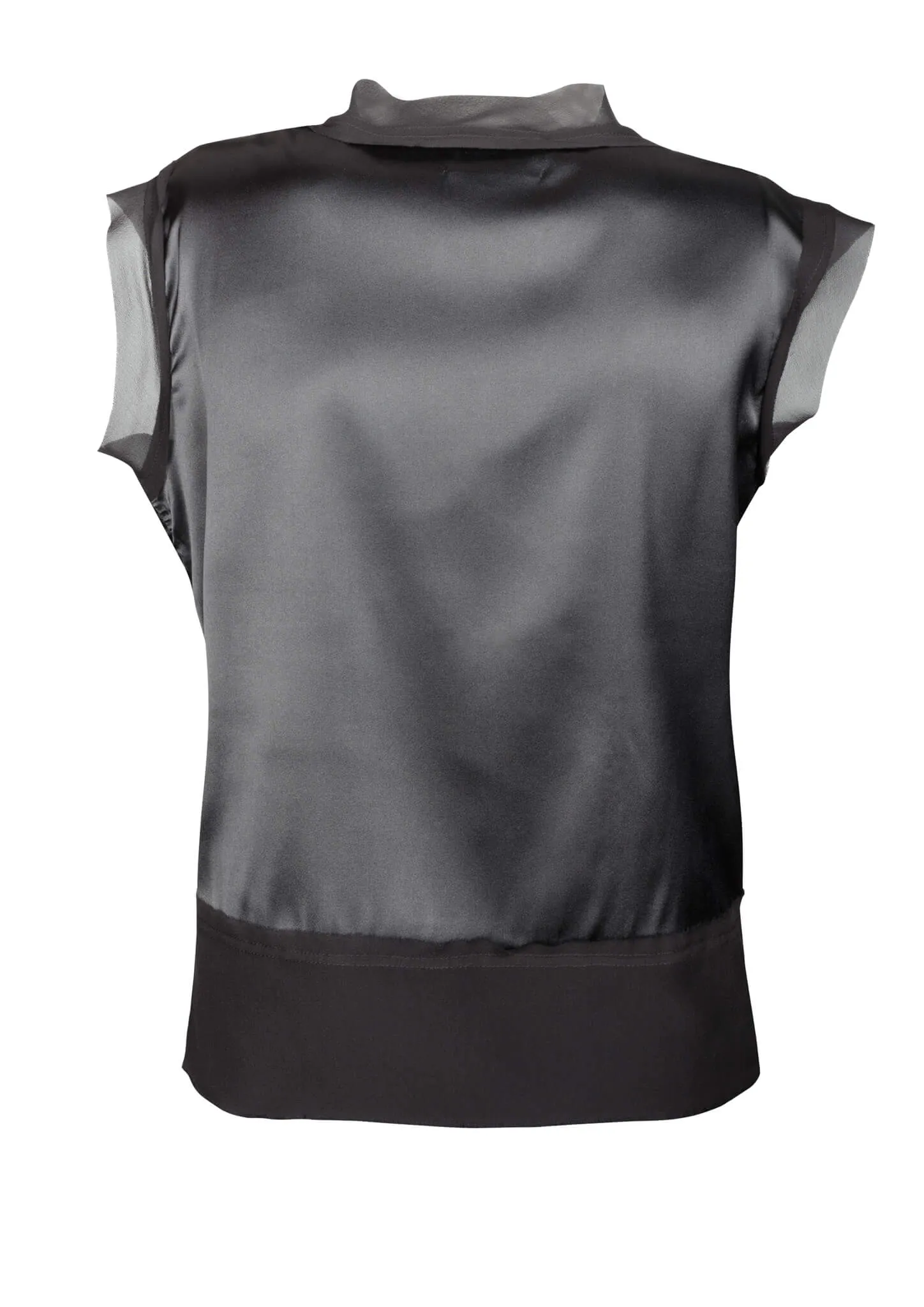 Black Stretch Satin Silk Blouse