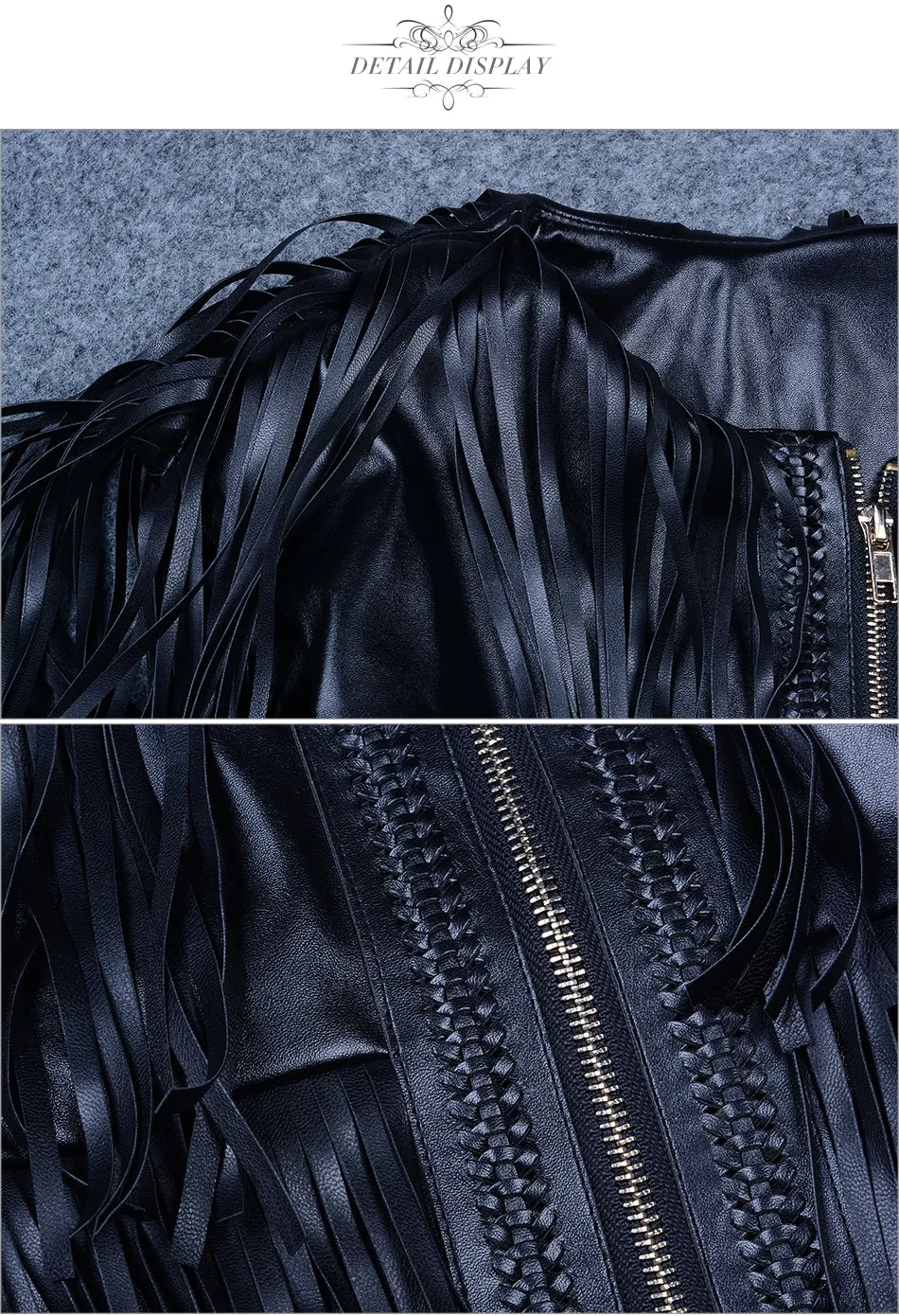 Black Tassels Sleeveless Jacket Lady Basic Coat