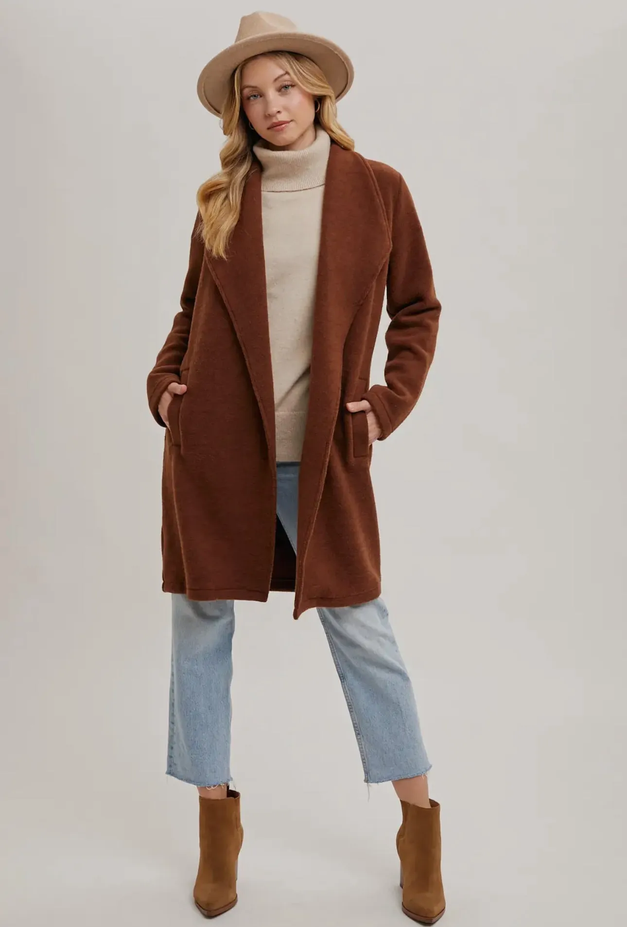 Bluivy Chestnut Open Front Coat