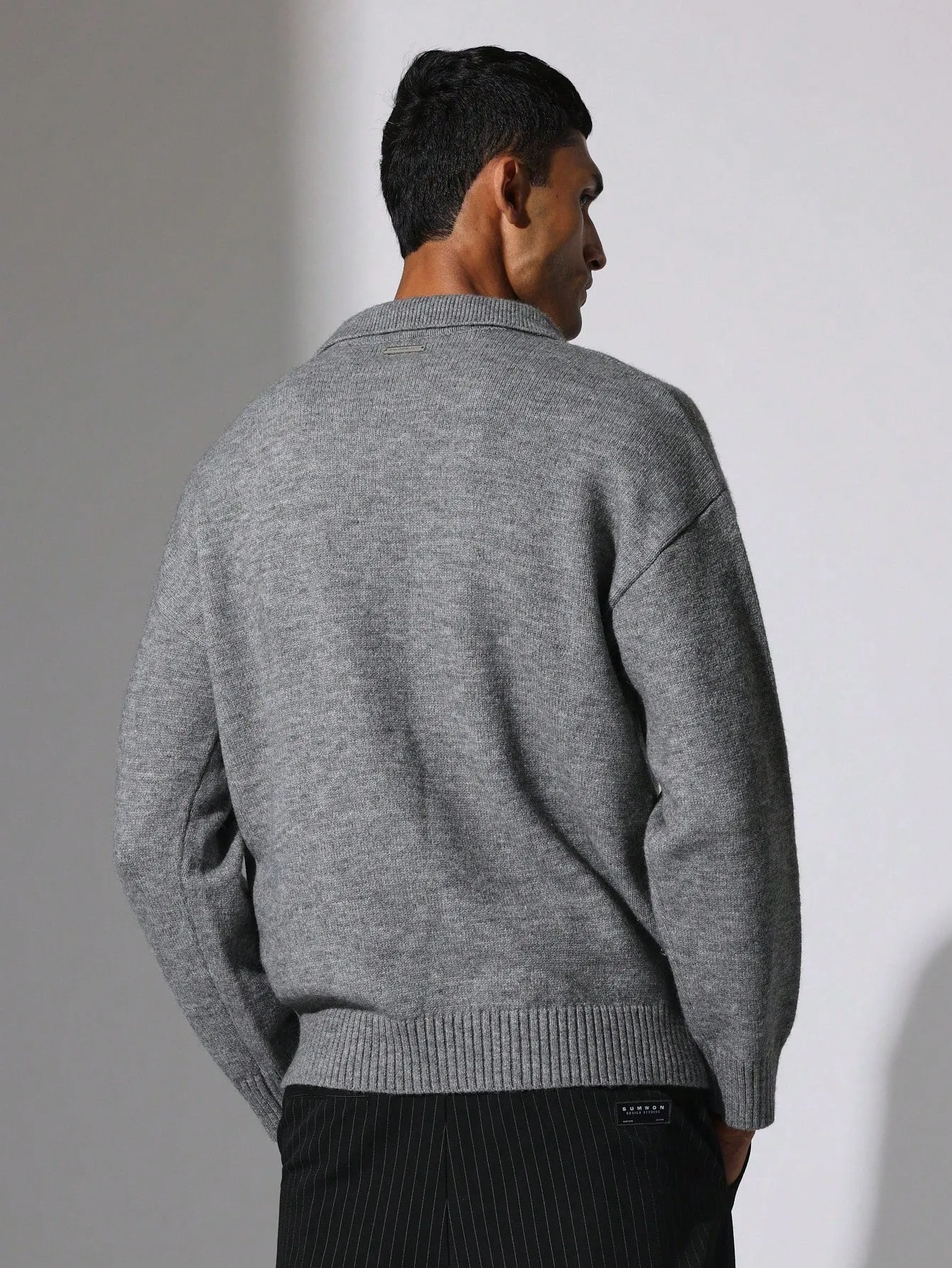 Boxy Fit Knit Revere Long Sleeve Polo