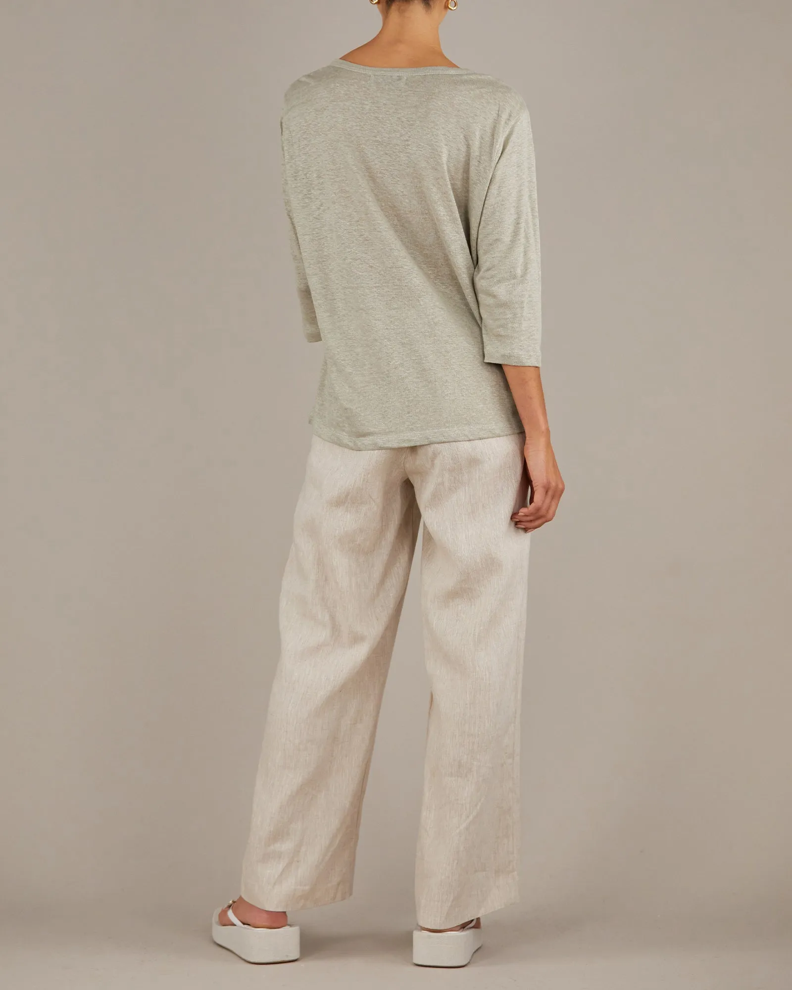 Bronte Linen Jersey Top - Sage