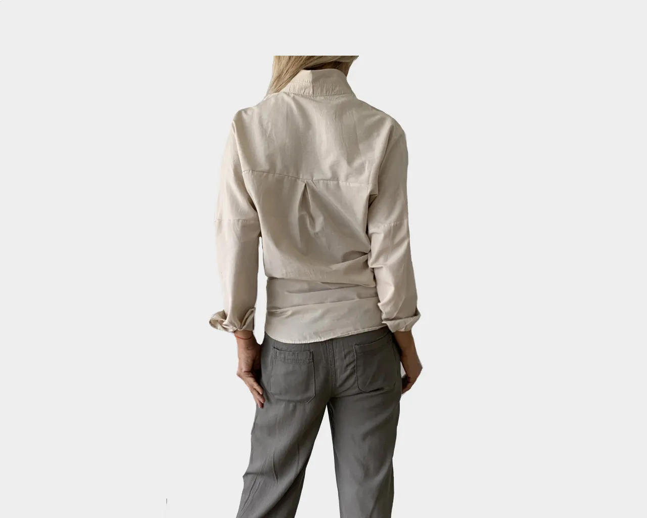 C1. Dune Sand and silver Linen Long Sleeve Shirt - The St. Barths