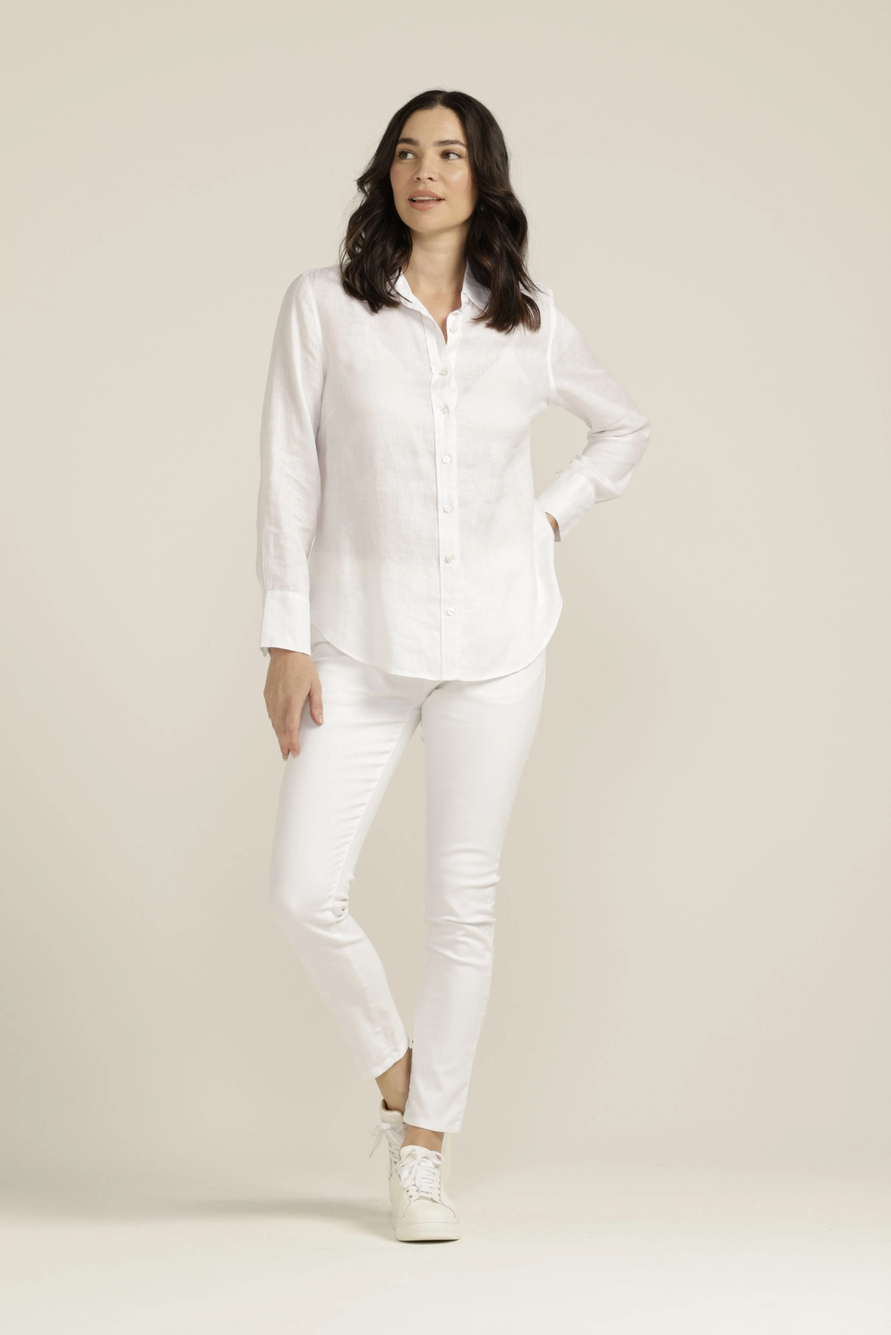 Casual Linen Shirt White