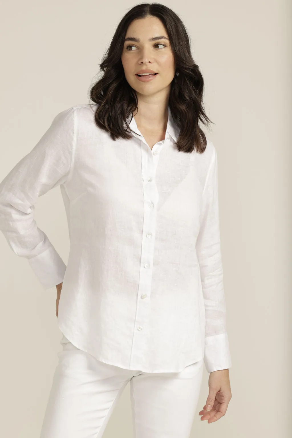 Casual Linen Shirt White