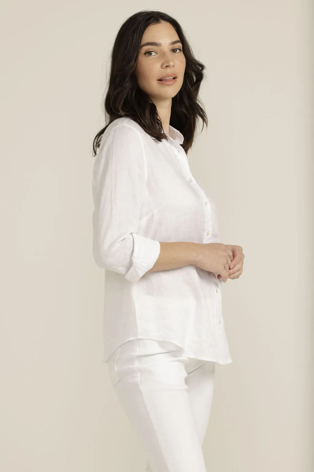 Casual Linen Shirt White