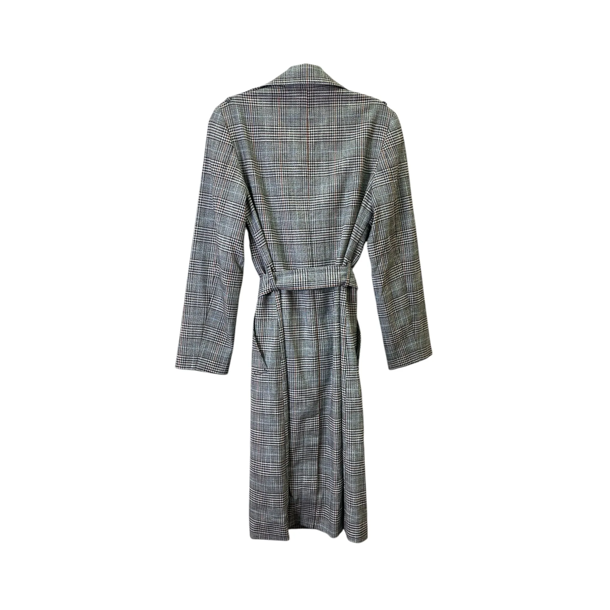 Coat Trench Coat By Express In Plaid Pattern, Size:S