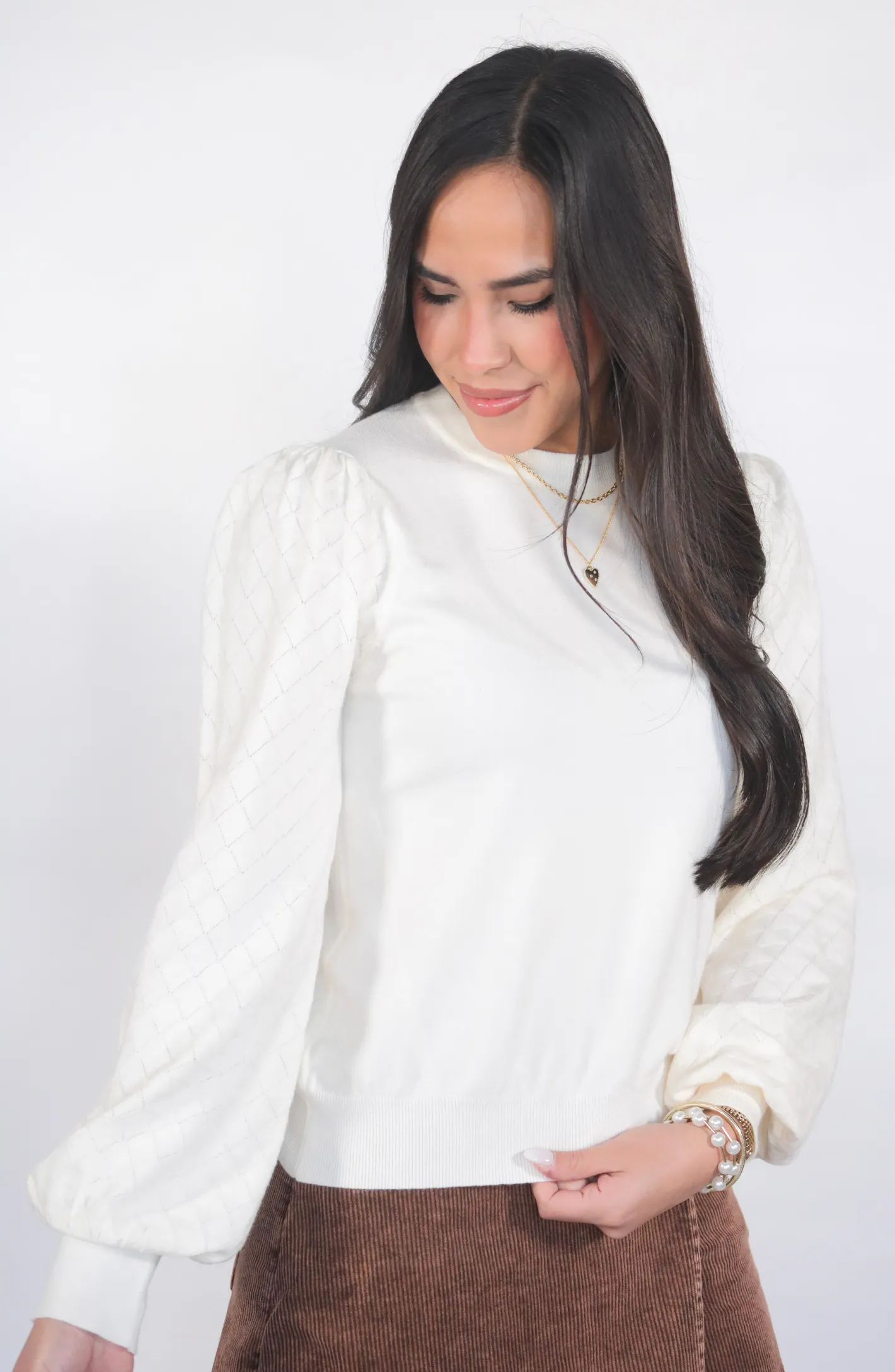 Composed Approach Ivory Puff Sleeve Sweater