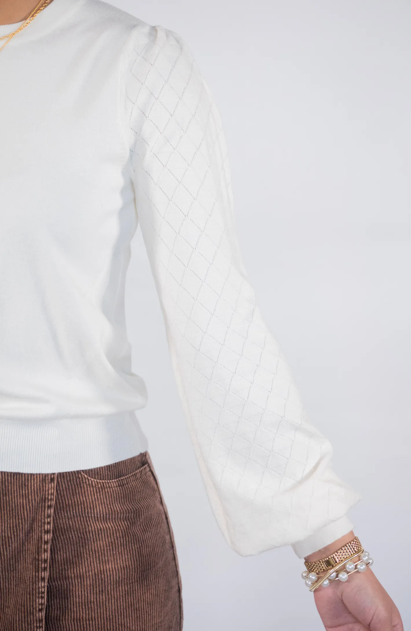 Composed Approach Ivory Puff Sleeve Sweater