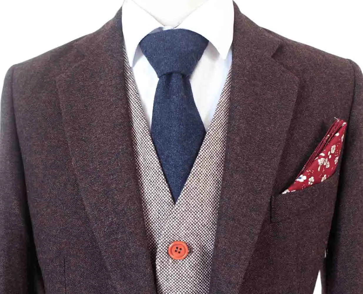 DARK BROWN BARLEYCORN MIX & MATCH TWEED 3 PIECE