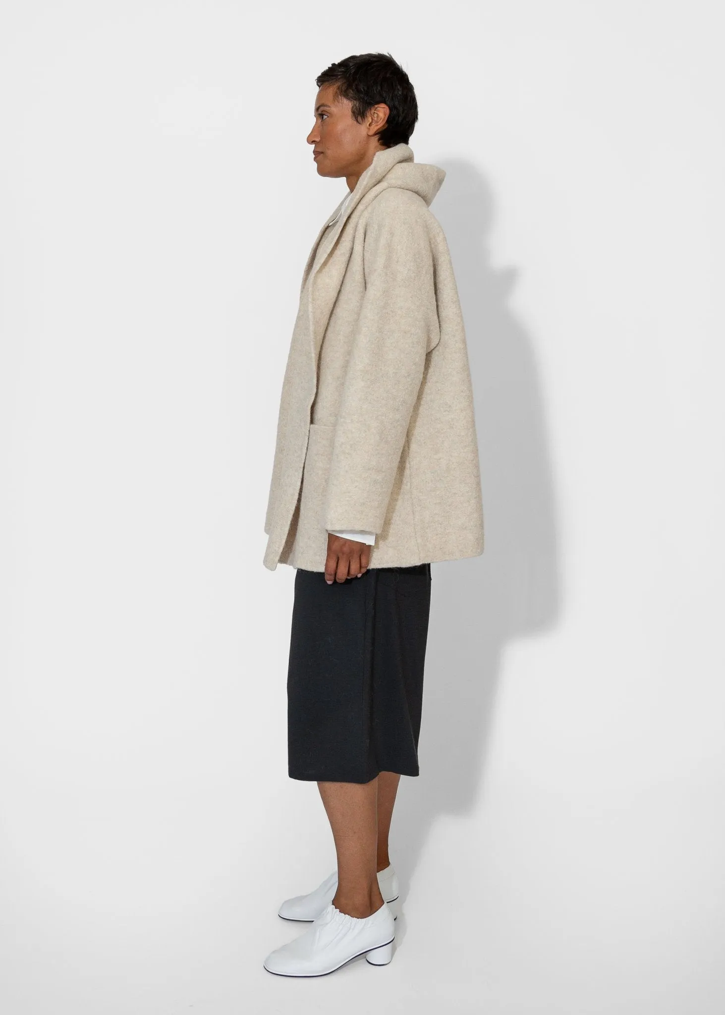 Double Face Coat in Ecru