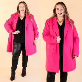 European Holiday Open Front Coat in Hot Pink