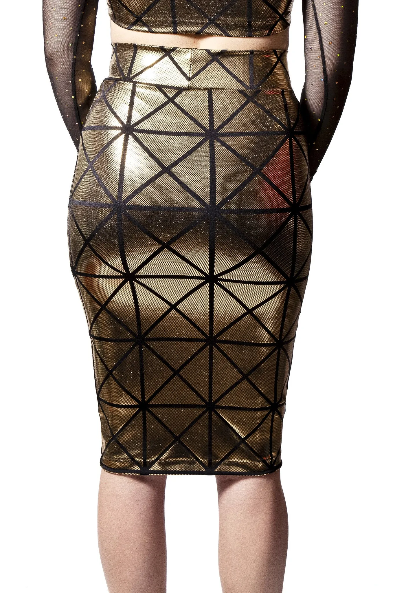 Gold Disco Pencil Skirt