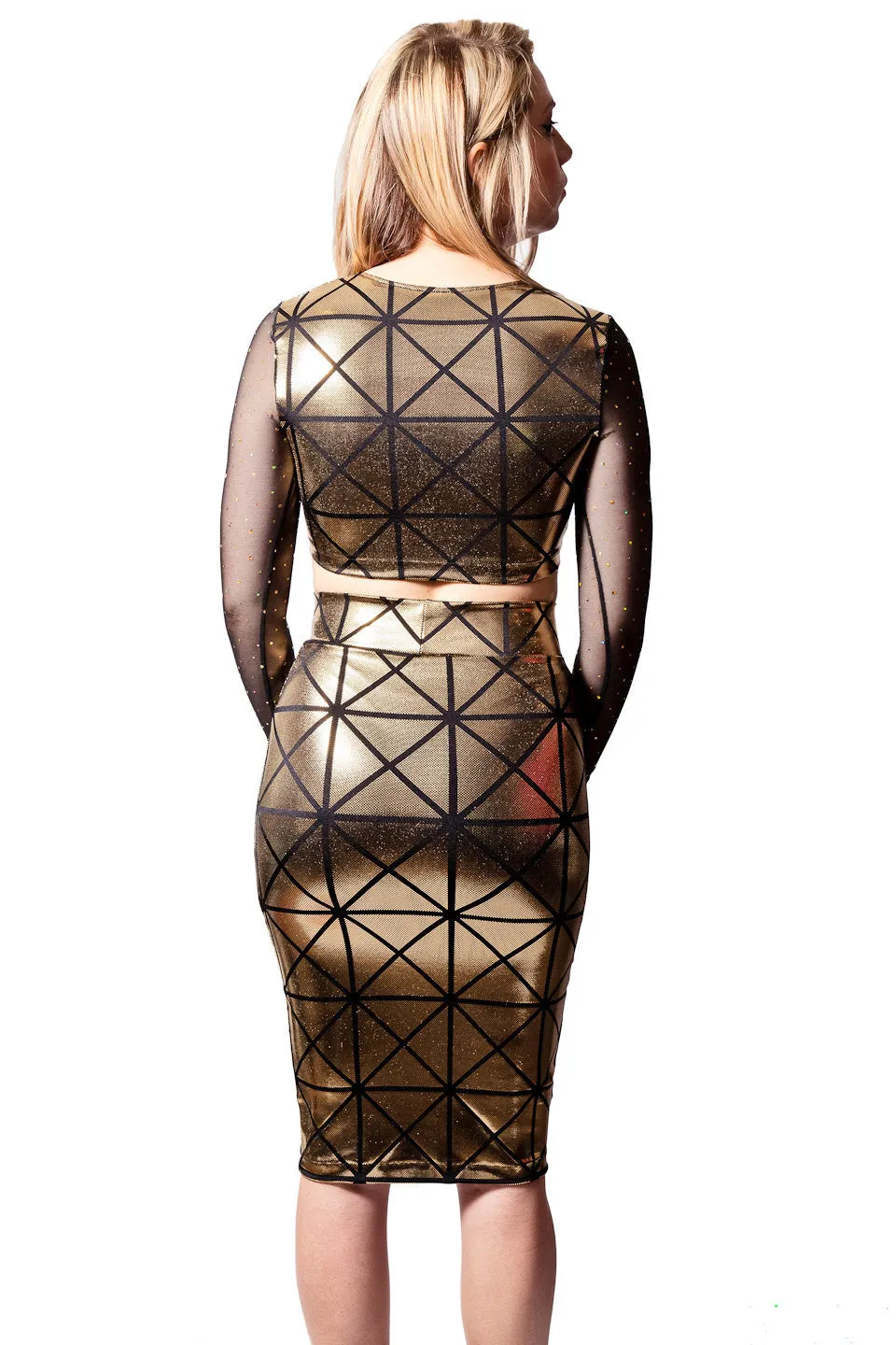 Gold Disco Pencil Skirt