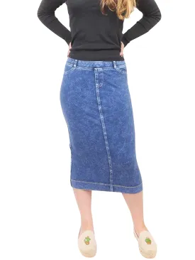 Hard Tail Midi Denim Pencil Skirt MWJ-105