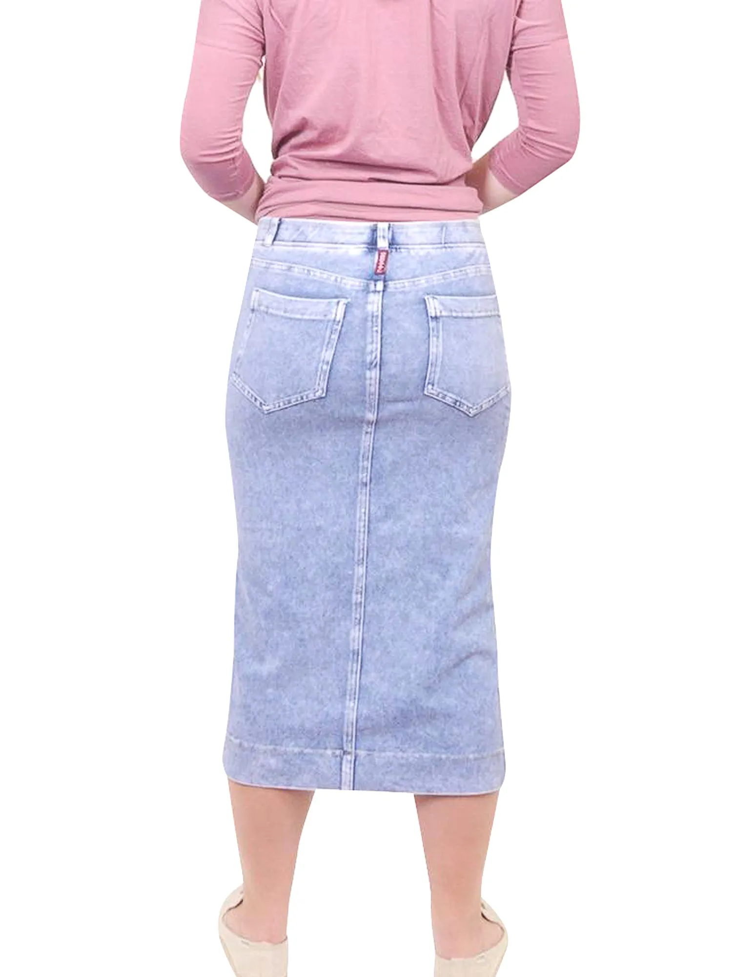 Hard Tail Midi Denim Pencil Skirt MWJ-105