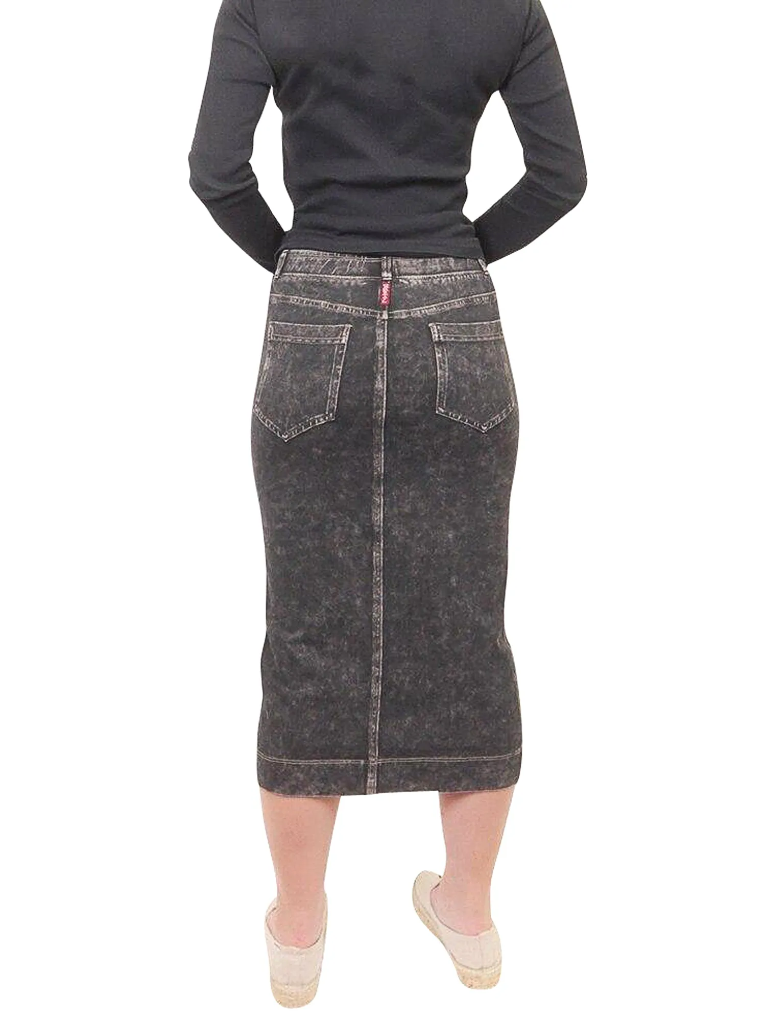 Hard Tail Midi Denim Pencil Skirt MWJ-105