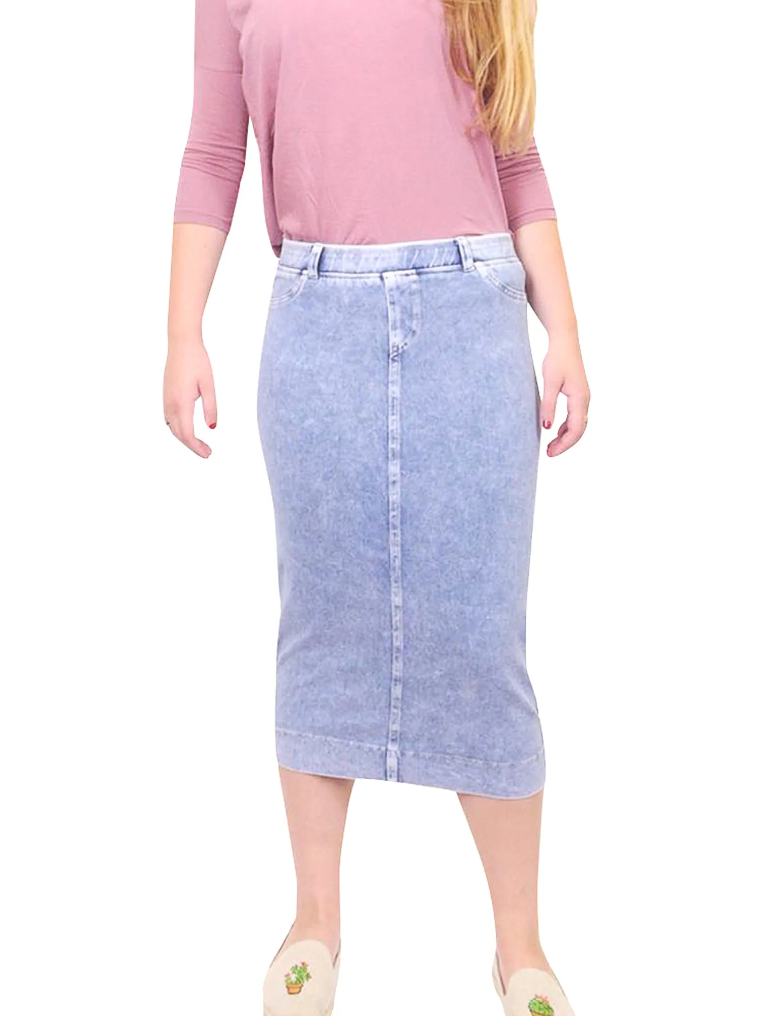 Hard Tail Midi Denim Pencil Skirt MWJ-105