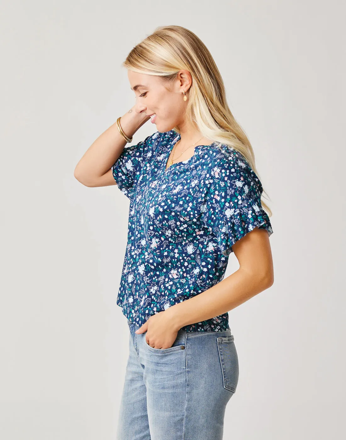 Hazel Top: Navy Floral