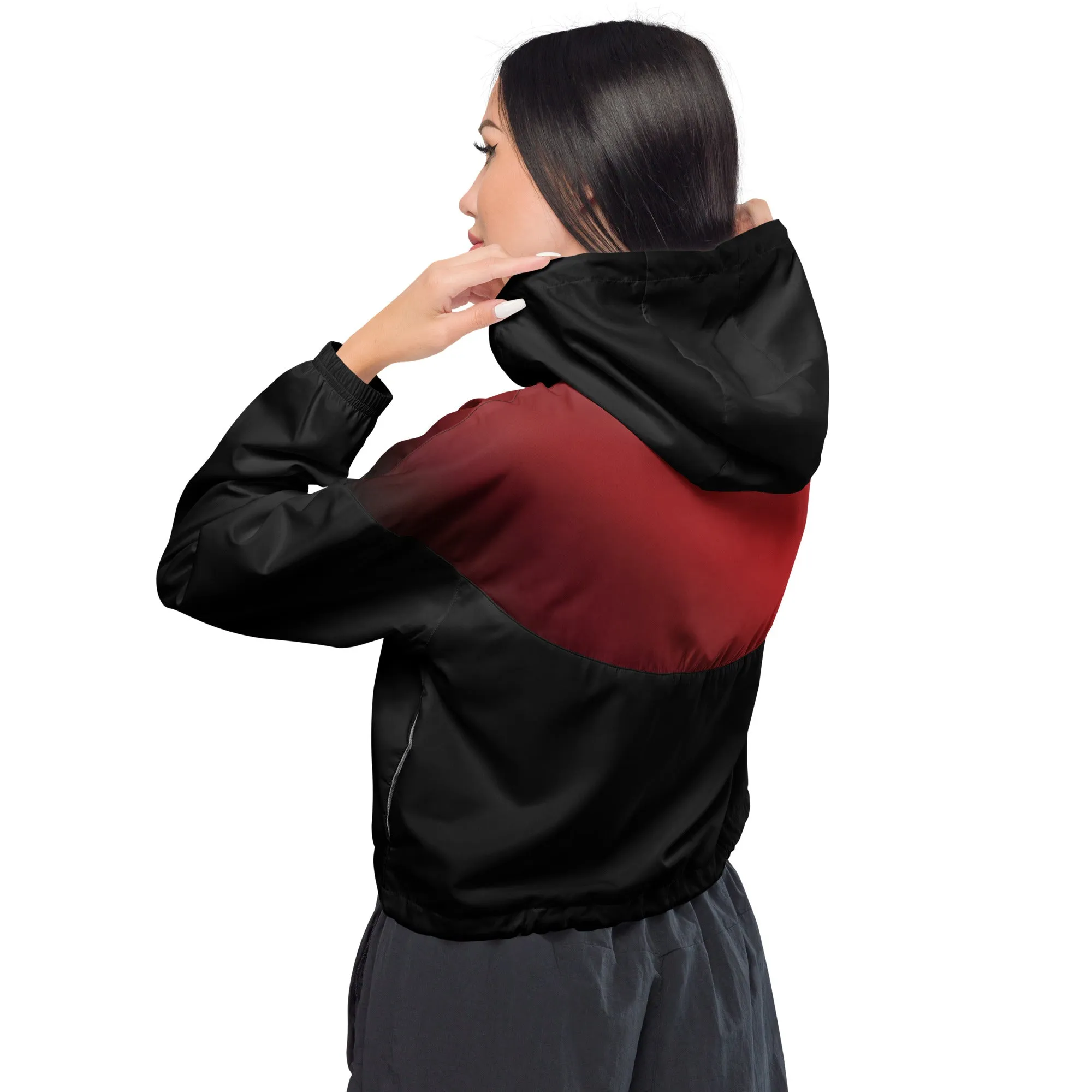 Humble Sportswear™ Women's Fire Red Cropped Windbreaker