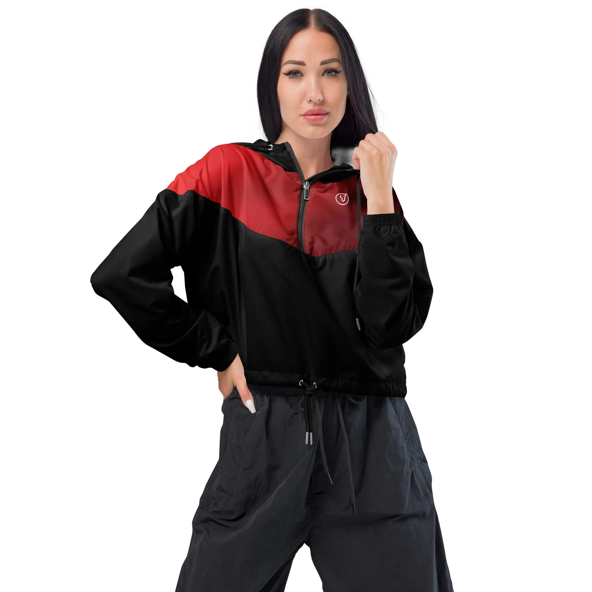 Humble Sportswear™ Women's Fire Red Cropped Windbreaker