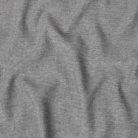 Iron grey, black Premium pure linen fabric in herringbone design-D15890