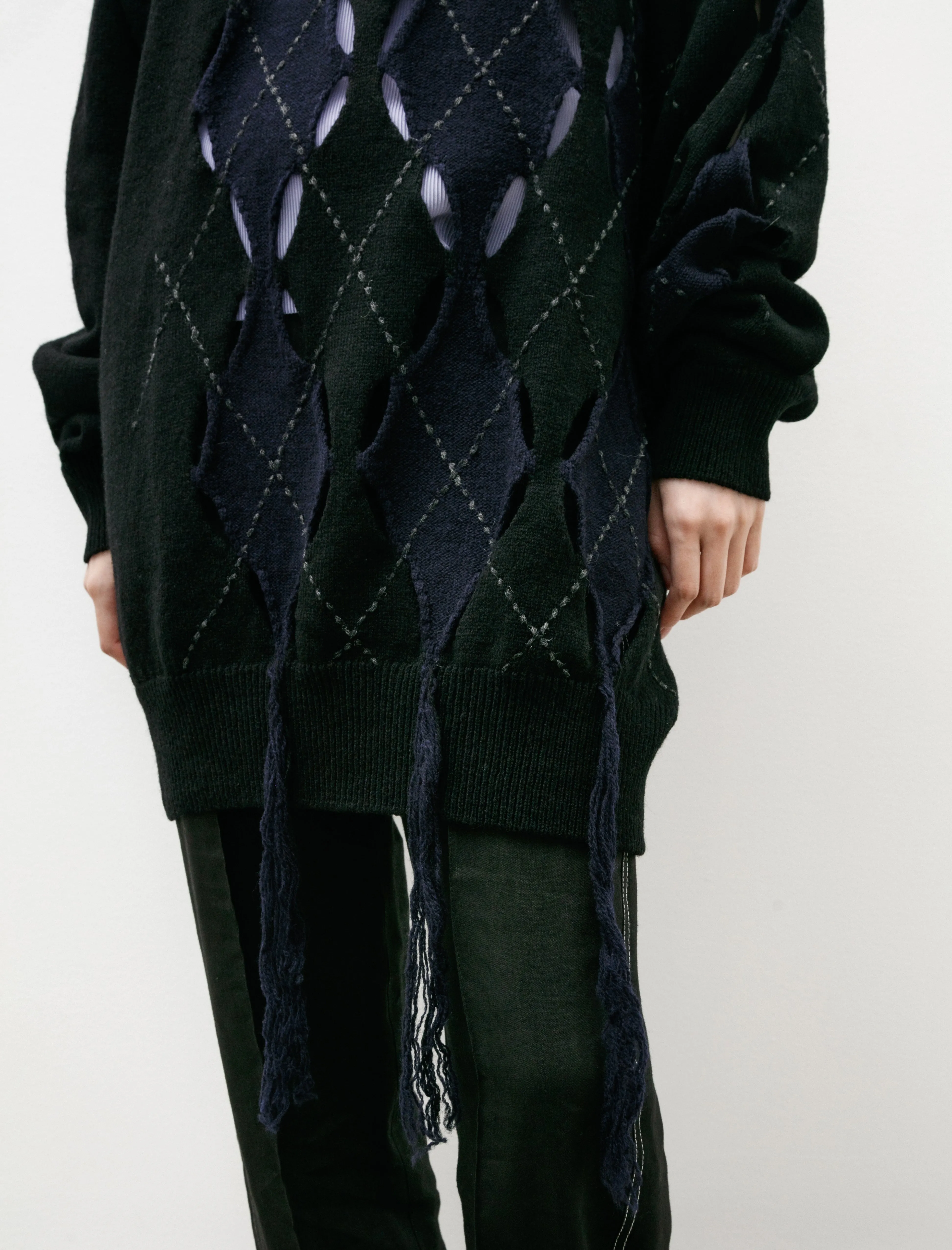 Irregular Argyle Oversized Knit Black