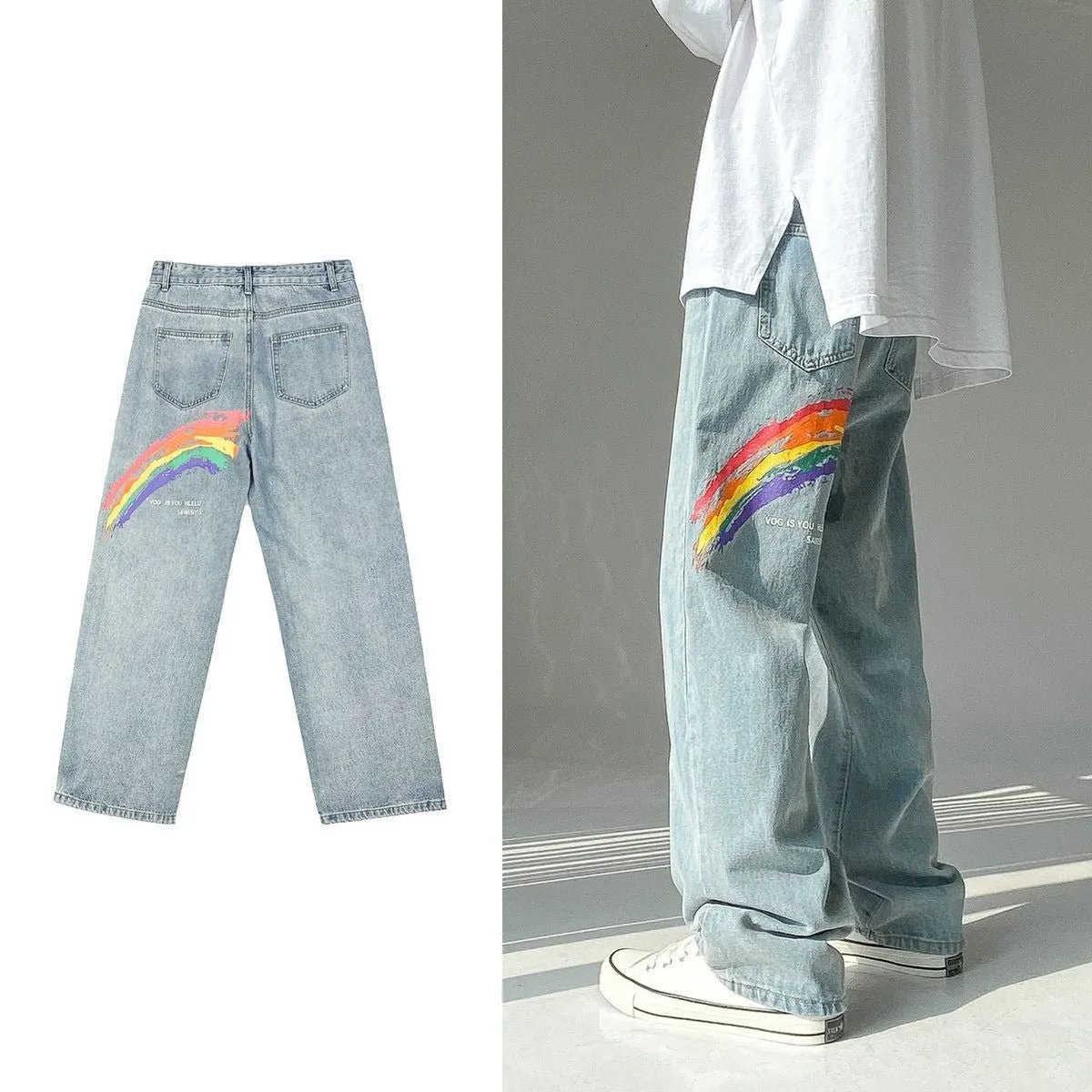 Jeans vintage arc en ciel