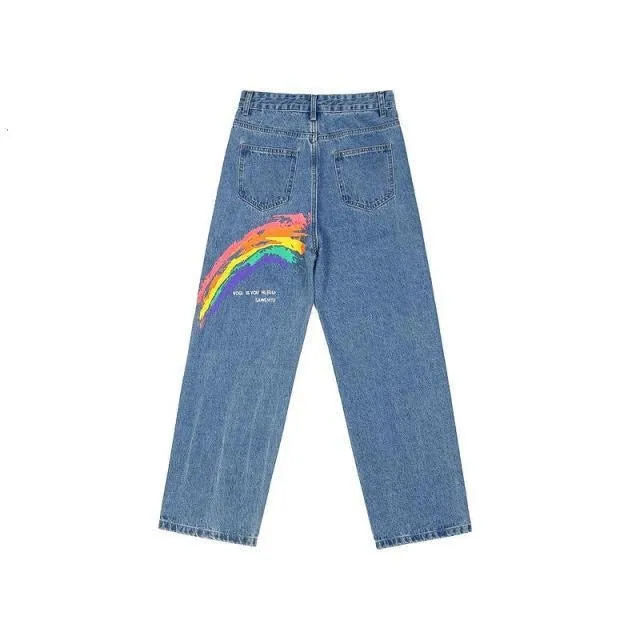 Jeans vintage arc en ciel