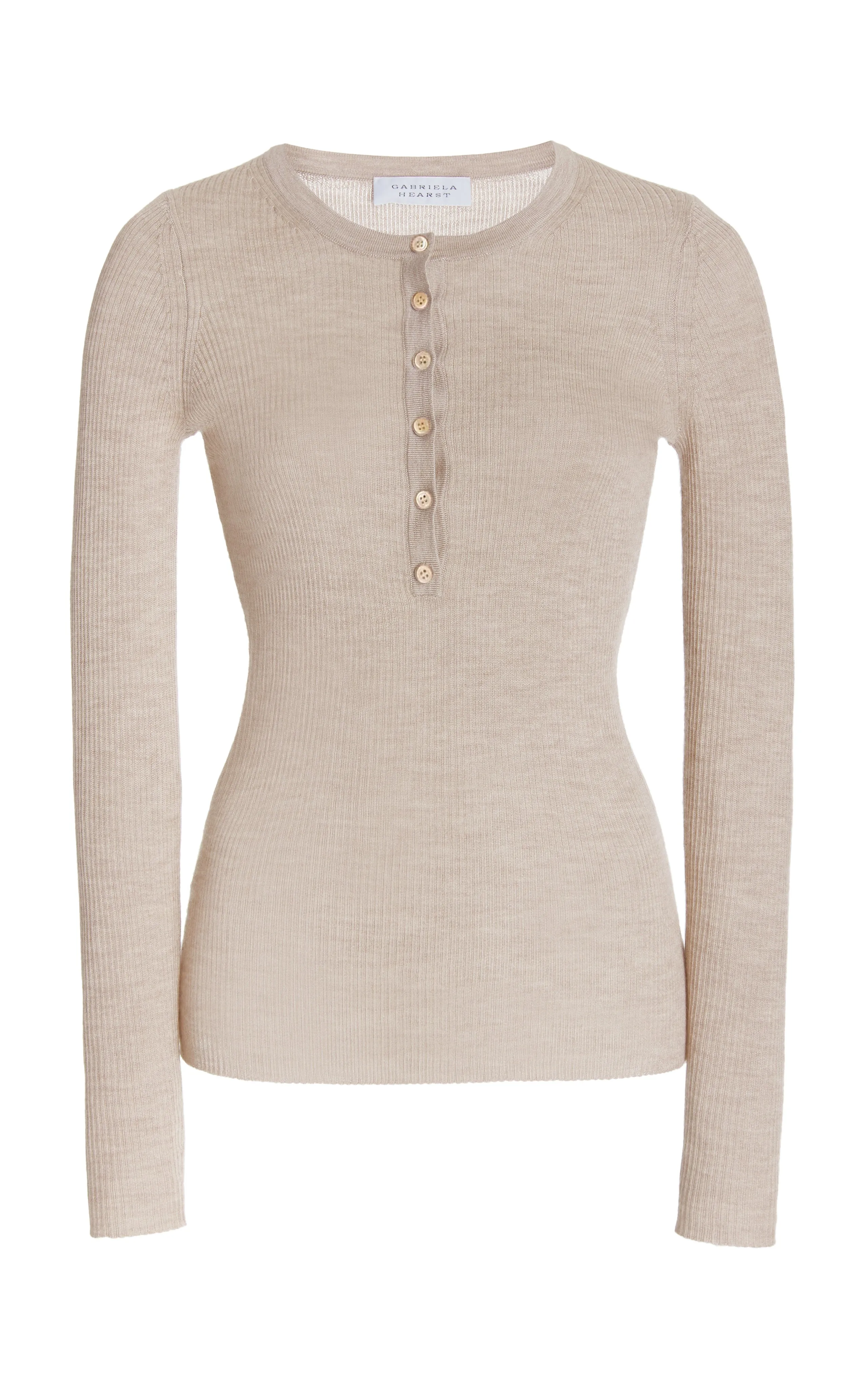 Julian Knit Henley in Oatmeal Cashmere Silk