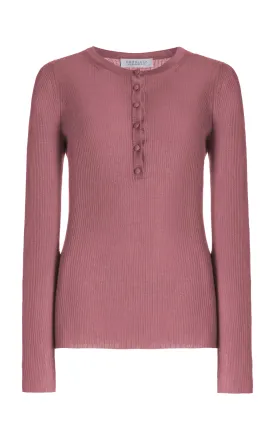 Julian Knit Henley in Rose Quartz Cashmere Silk